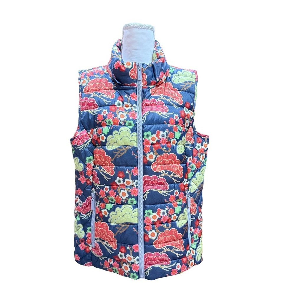 Nikki Jones Montreal Women’s Floral Puffer Vest Size Medium Zip Up
